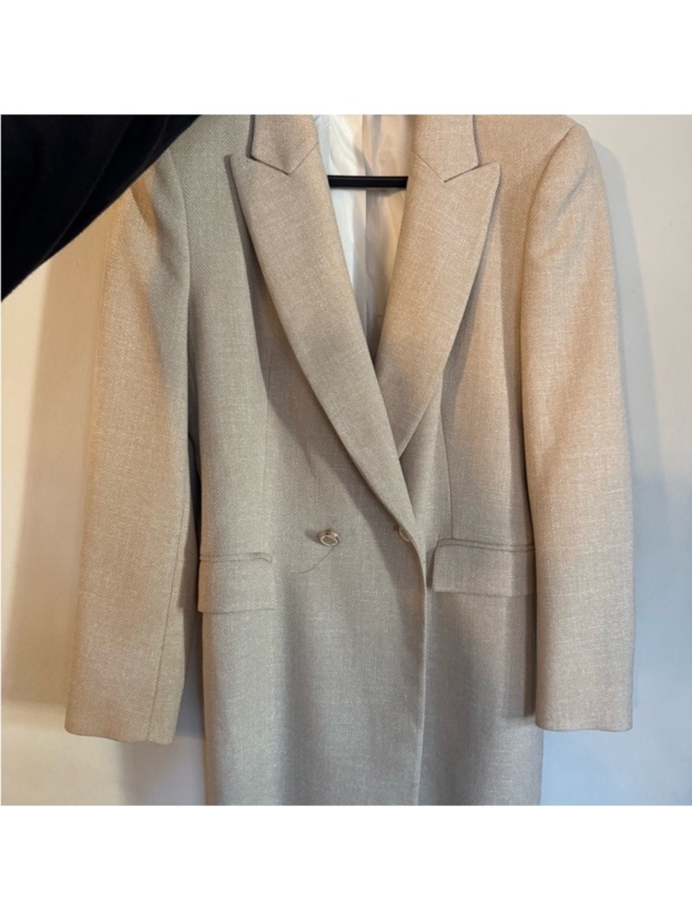 Zara Beige Tailored Long Blazer